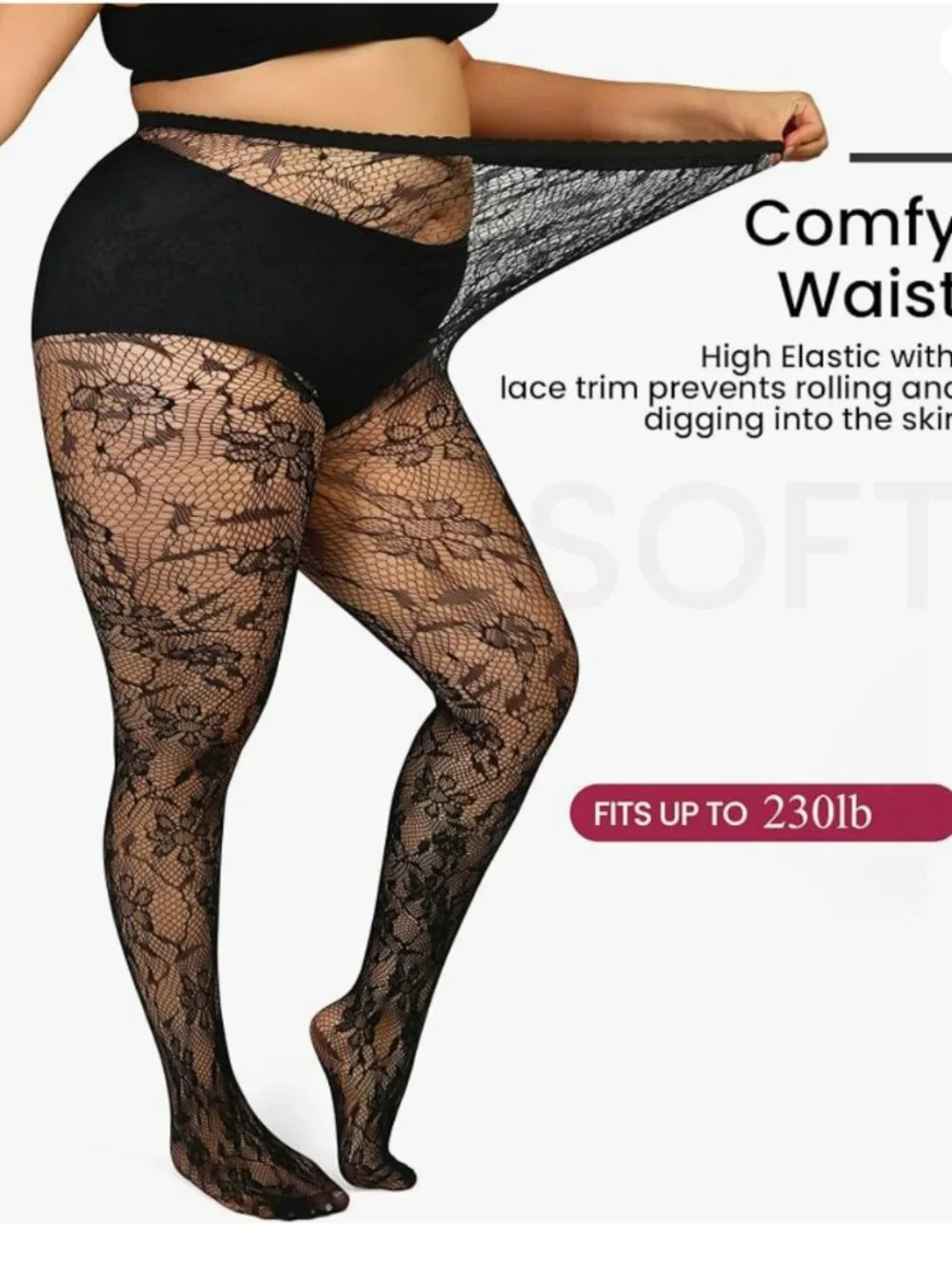 Floral Lace Plus Size Tights 1 pack